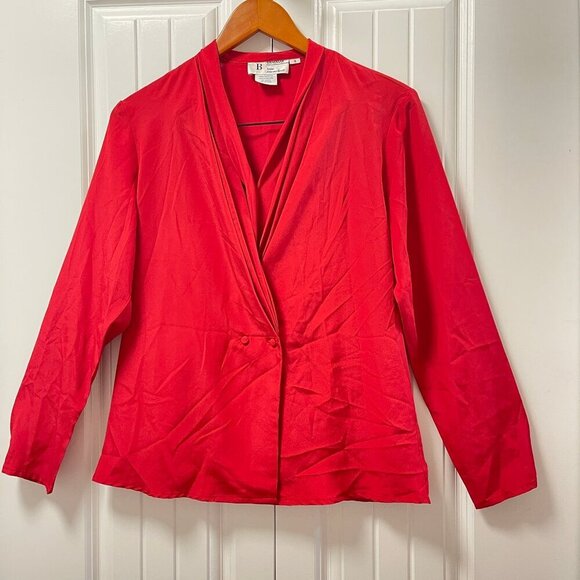 Vintage Braemar by Jeremy Scott Draped Blazer Button Blouse  Red - Picture 3 of 14